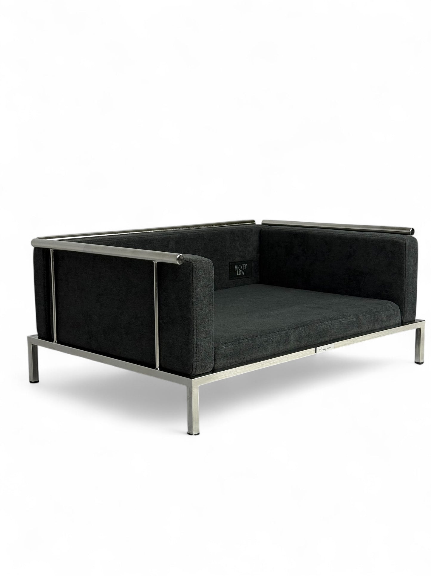 Mickey Low – Signature Series  Handcrafted Luxury Dog Bed with Stainless Steel Frame
