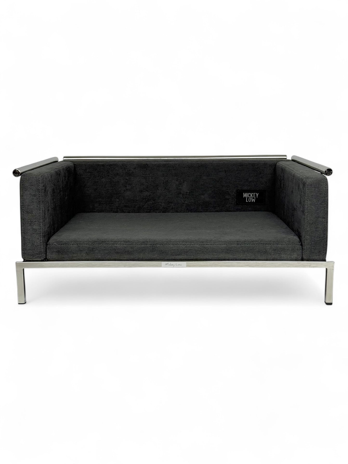 Mickey Low – Signature Series  Handcrafted Luxury Dog Bed with Stainless Steel Frame