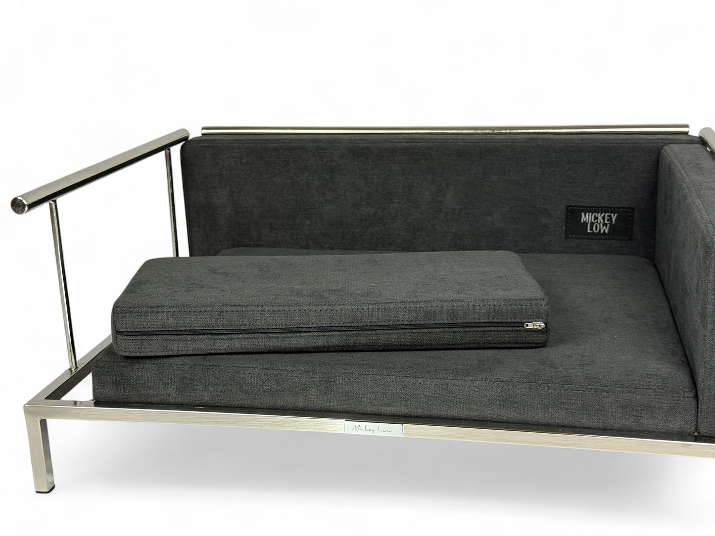 Mickey Low – Signature Series  Handcrafted Luxury Dog Bed with Stainless Steel Frame