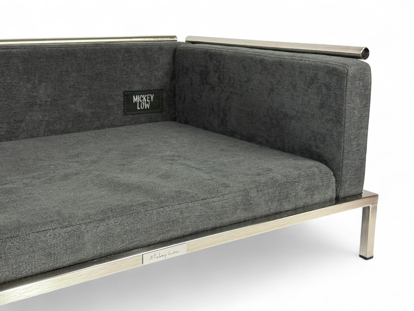 Mickey Low – Signature Series  Handcrafted Luxury Dog Bed with Stainless Steel Frame